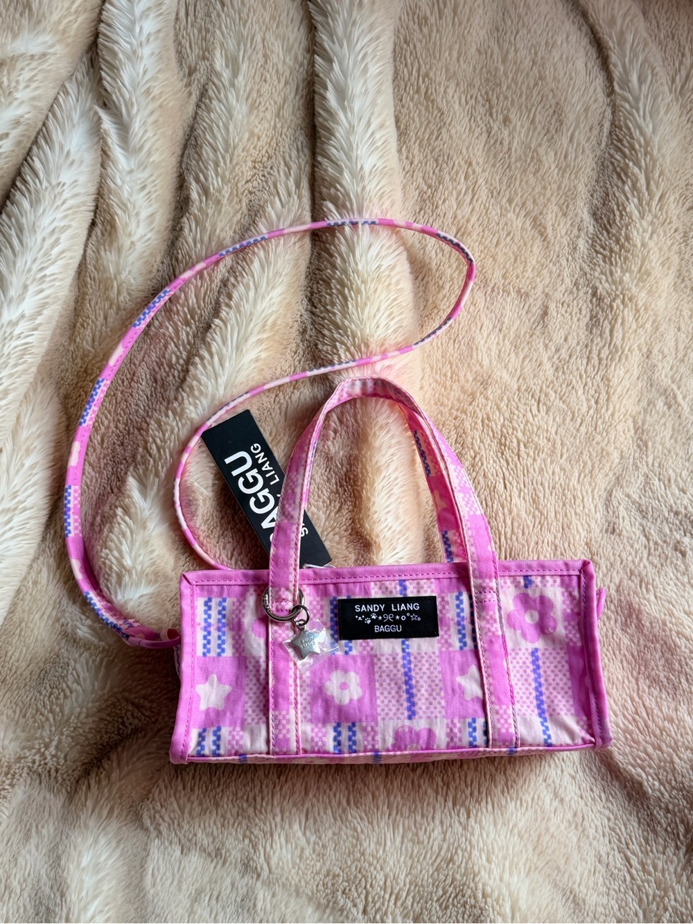 BAGGU x Sandy Liang Mini Market Bag in Market Plaid Pink 🌸